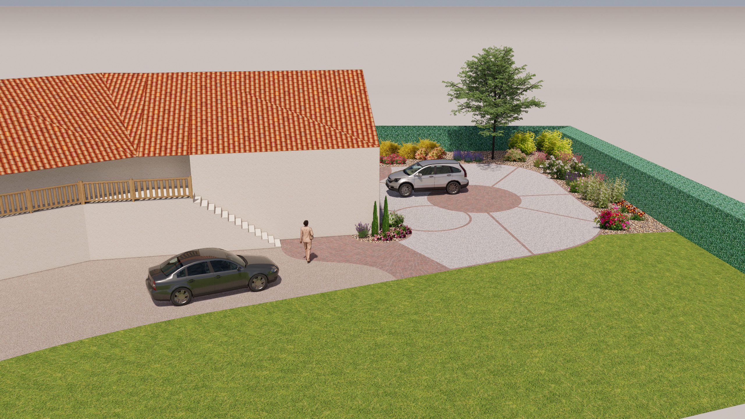 Allée de jardin, accès carossable, cour extérieure | Perret Paysage