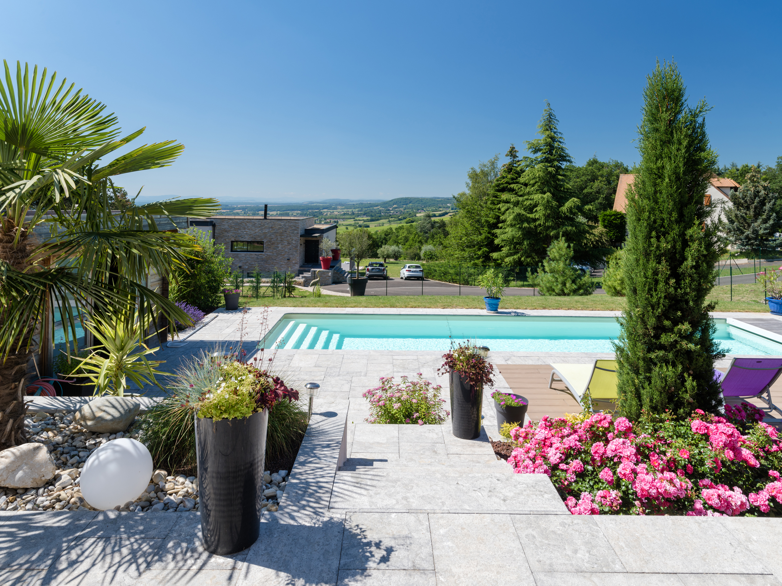 Installation de piscine et couloir de nage | Perret Paysage