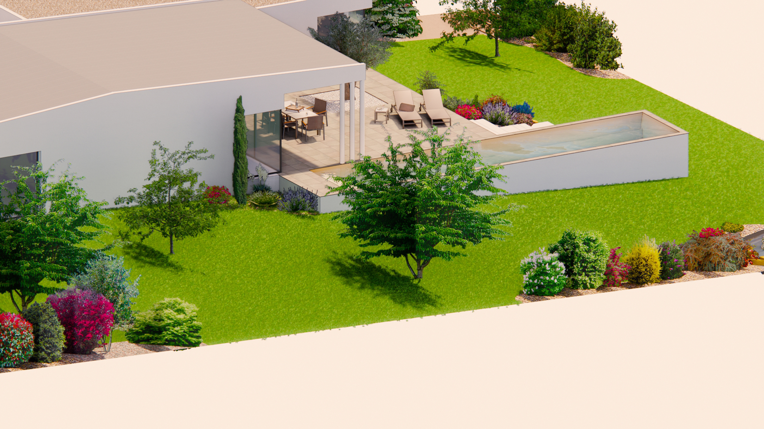 Installation de piscine et couloir de nage | Perret Paysage